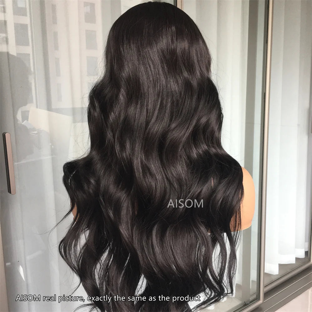 Body Wave Lace Front Wig Highlight Ash Blonde Lace Frontal Synthetic Wigs Pre Plucked Long Wavy Synthetic Lace Wig for Women
