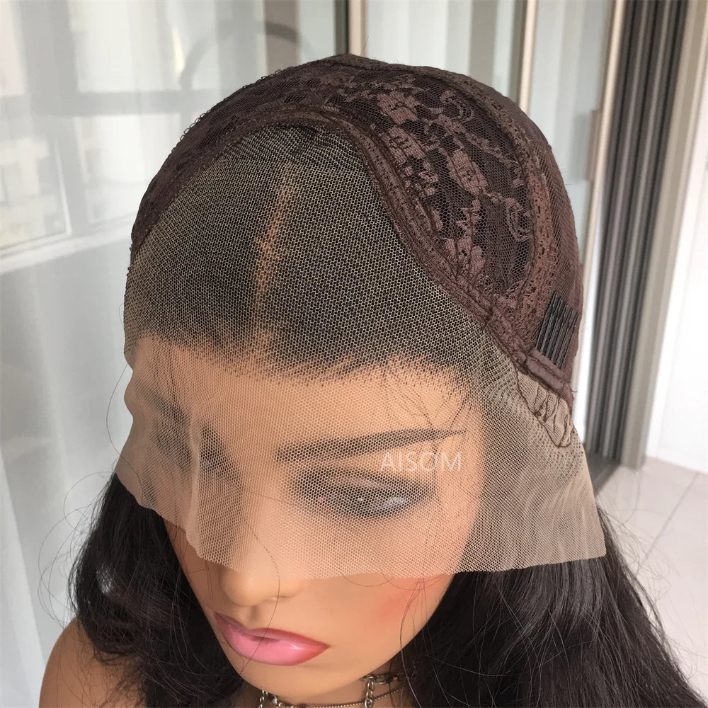 Body Wave Lace Front Wig Highlight Ash Blonde Lace Frontal Synthetic Wigs Pre Plucked Long Wavy Synthetic Lace Wig for Women