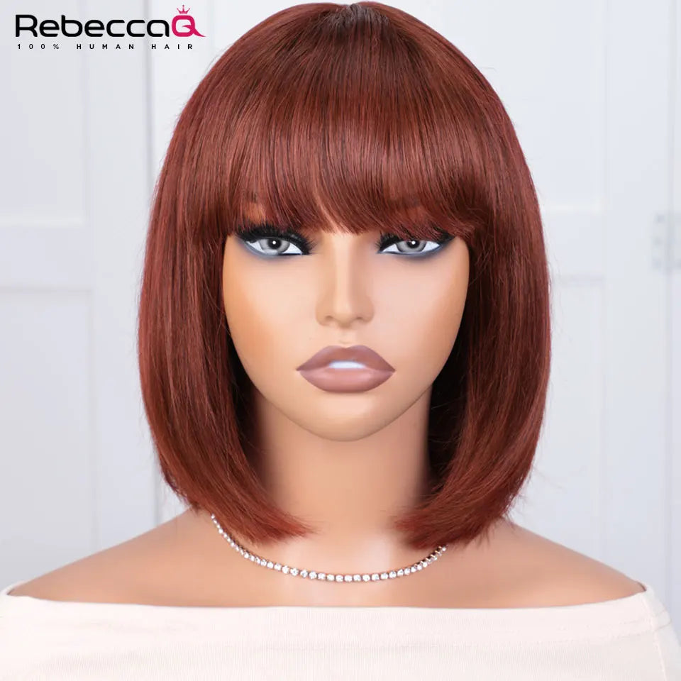 Highlight Blonde Short BOB 3x1 Lace Glueless Human Hair Wig Ready To Go Brazilian 1b/30 Straight Bob Bone With Bangs For Women