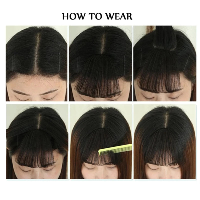 Synthetic French Style Air Bangs Wig Clip Hairstyle Tool Hair Clip Extension Hair False Tassel Wig Women's Hair Clip Bangs