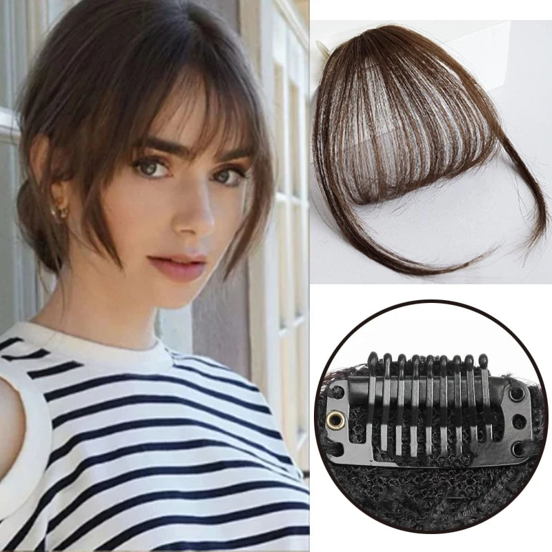 Synthetic French Style Air Bangs Wig Clip Hairstyle Tool Hair Clip Extension Hair False Tassel Wig Women's Hair Clip Bangs