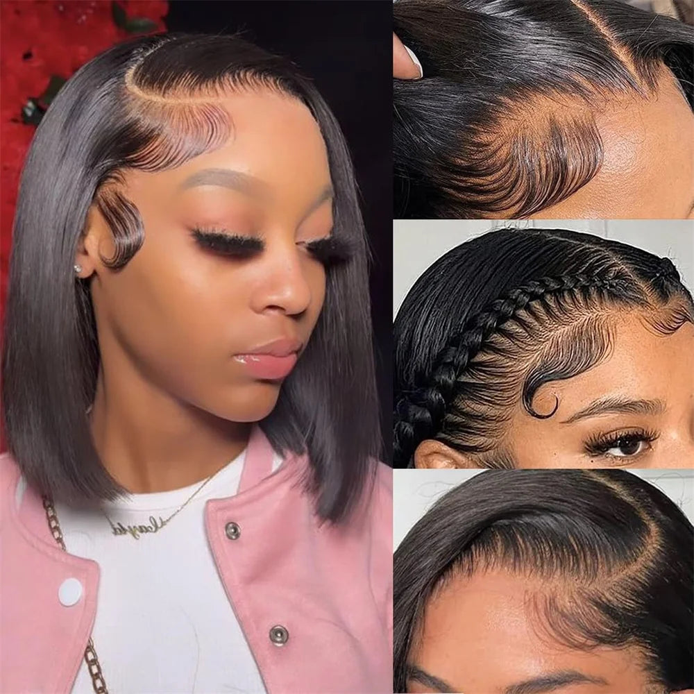 Bone Straight Bob 13x4 Lace Front Human Hair Wigs 13x4 Lace Frontal Wig Transparent Lace Frontal Wig Brazilian Remy Hair Wigs