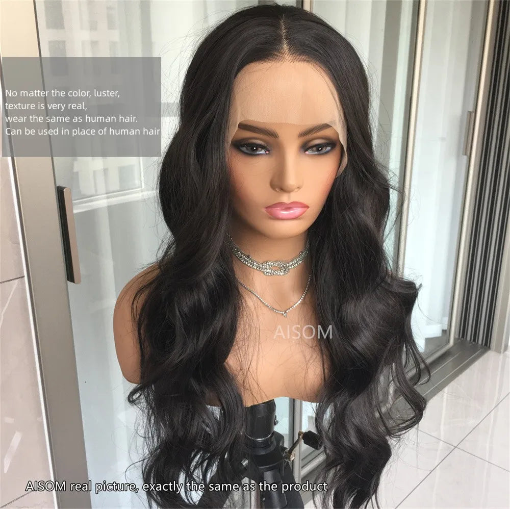 Body Wave Lace Front Wig Highlight Ash Blonde Lace Frontal Synthetic Wigs Pre Plucked Long Wavy Synthetic Lace Wig for Women