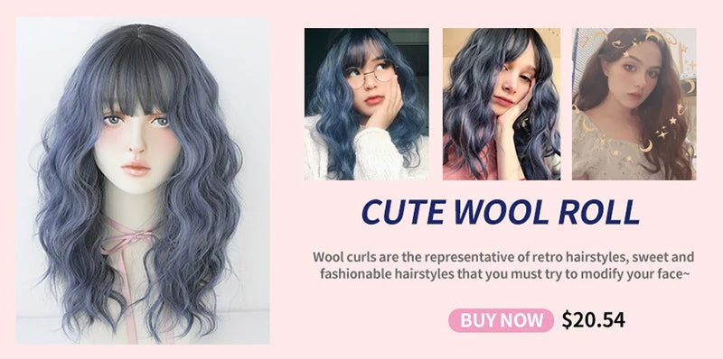 7JHH WIGS Popular Brown Ash Long Deep Wave Hair Lolita Wigs With Bangs Synthetic Wig For Women Fashion Thick Curls Wigs Girl - Princess Hairs